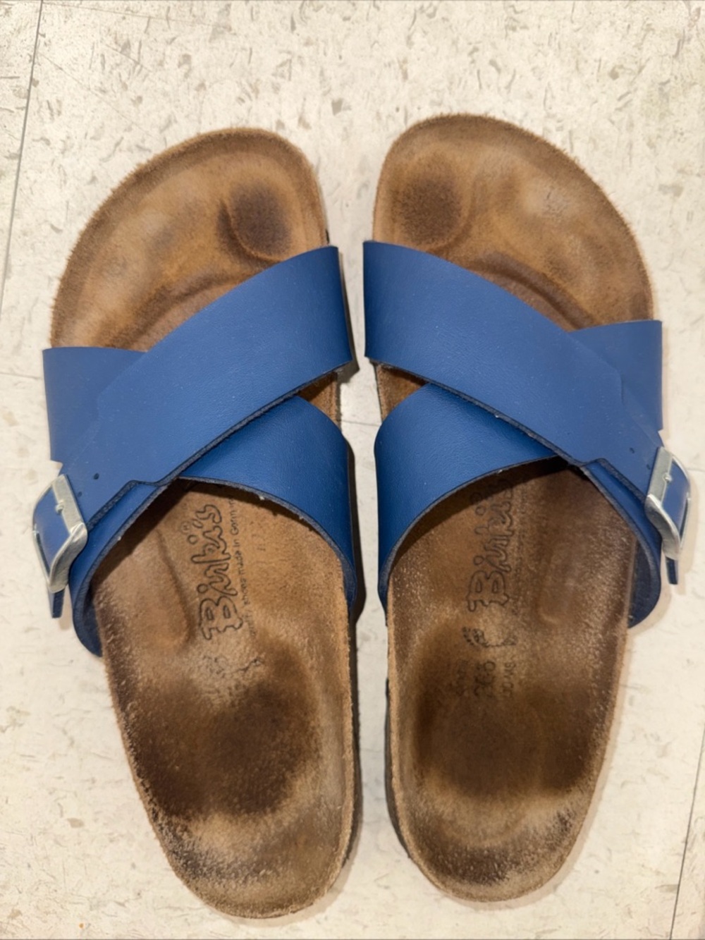 Birkenstock Women's Blue Crisscross Slide Sandals with Buckle